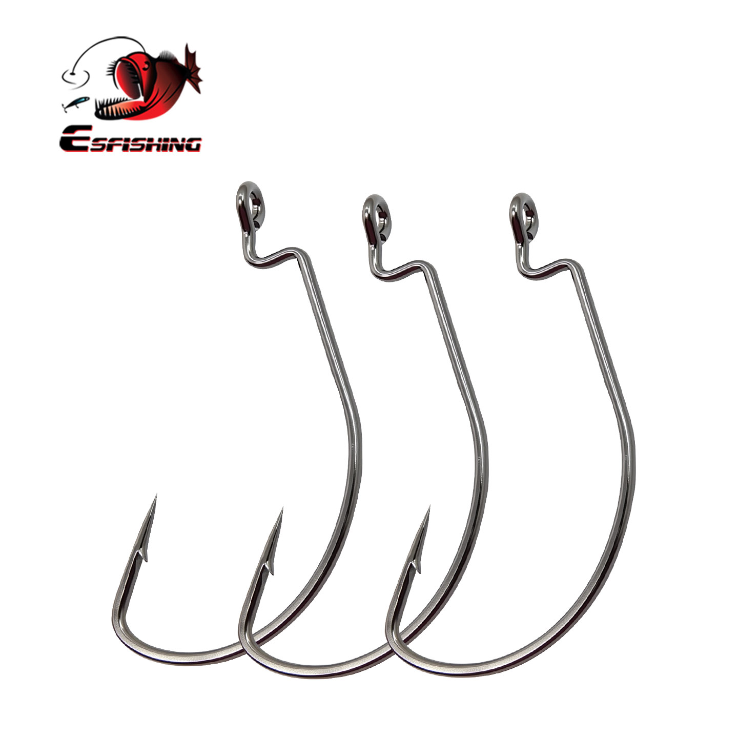 Fishing Hook Offset - ESFISHING オフセットフック カーボンスチール製釣り針 クランク ビッグバス クランク