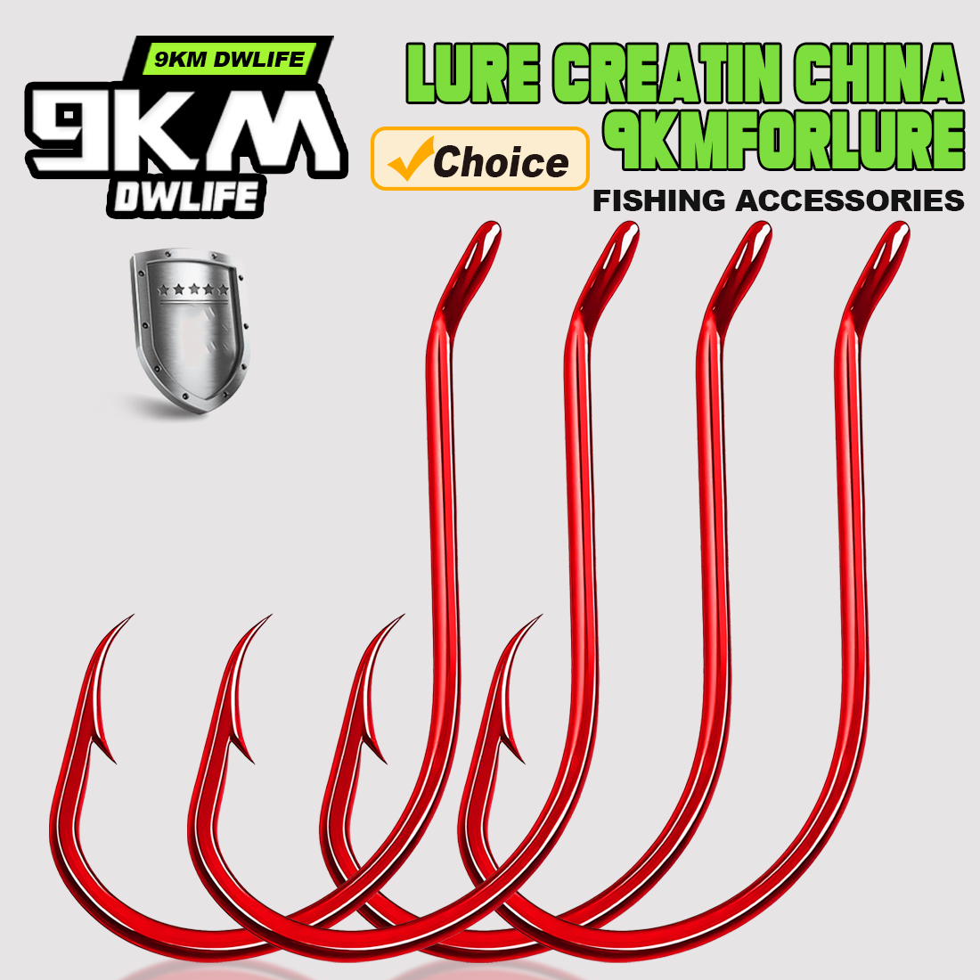 Fishing Hook Circle - 9KM 100 個タコフックレッド超強力多用途釣り生き餌フック海水用