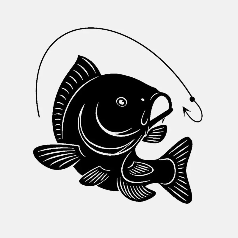 Fishing Hook - 鯉の釣り針の装飾,釣りのステッカー,魚,漁師,趣味,車のステッカー,PVCアート,15cm x 14cm