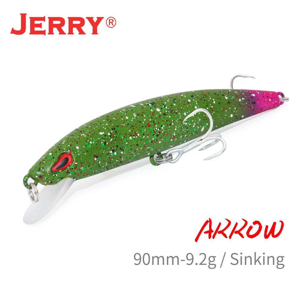 Fishing Hook Treble - Jerry 矢印シンク鋳造ロットトローリングミノー餌90ミリメートル高音フックトラウト低音人工ルアージャークベイト淡水釣具