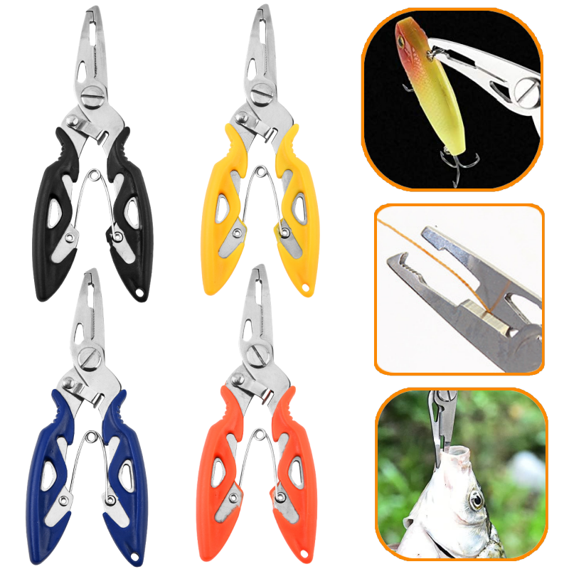Fishing Hook Remover - ポータブルフィッシングプライヤー ステンレス鋼製フックエクストラクター 編み込みラインカッティングツール スプリットリングリムーバー アウトドアフィッシングアクセサリー