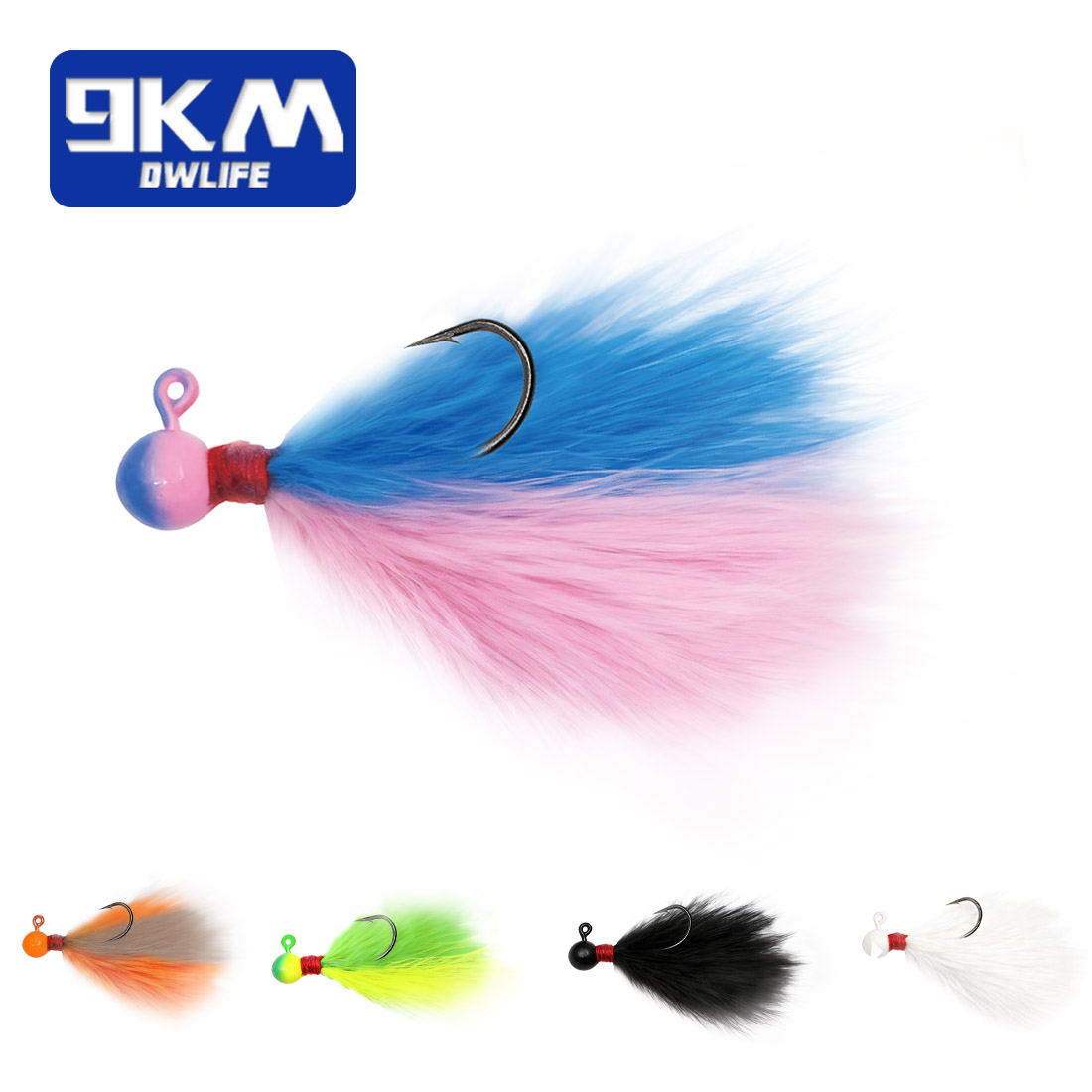 Fishing Hook Assortment - 9KM 5個入りミックスカラーマラブーフライジグキット、手結びクラッピートラウトフィッシングルアー（淡水・海水用）
