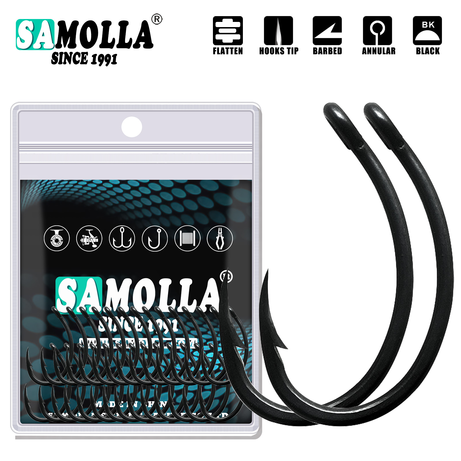 Fishing Hook Offset - 50 個鯉釣りフック PTFE コーティング高炭素ステンレス鋼有刺フック湾曲したワイドゲイプ有刺強化鯉フック