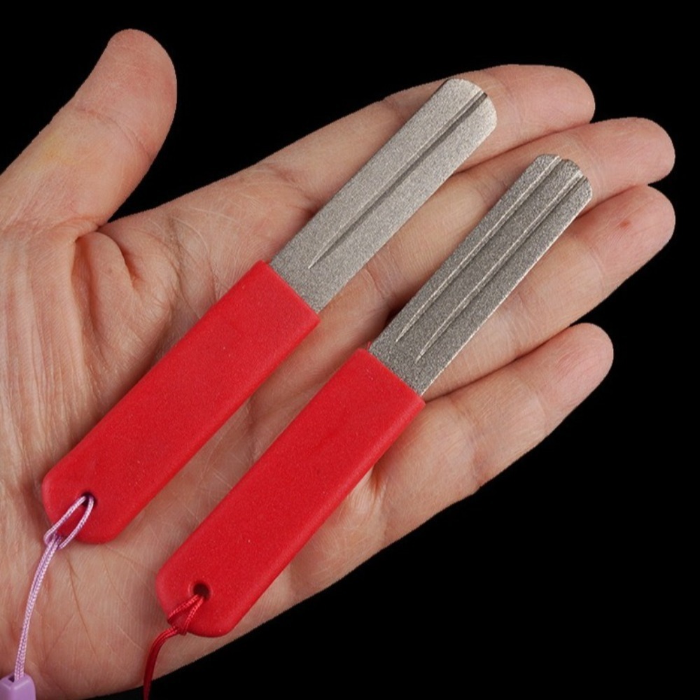 Fishing Hook Sharpener - 1Pc 両面釣り針研ぎ器ダイヤモンドストーン滑り止め釣り針グラインダー釣り研削フック屋外釣り用