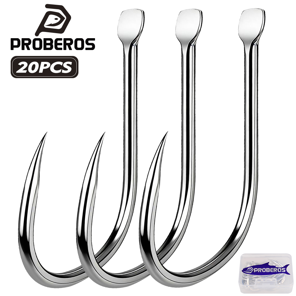 Fishing Hook Circle - プロベロス 20個入り/箱 高炭素鋼 曲がったバーブ付き釣り針、サークルフィッシングフックセット アクセサリーツール タックル