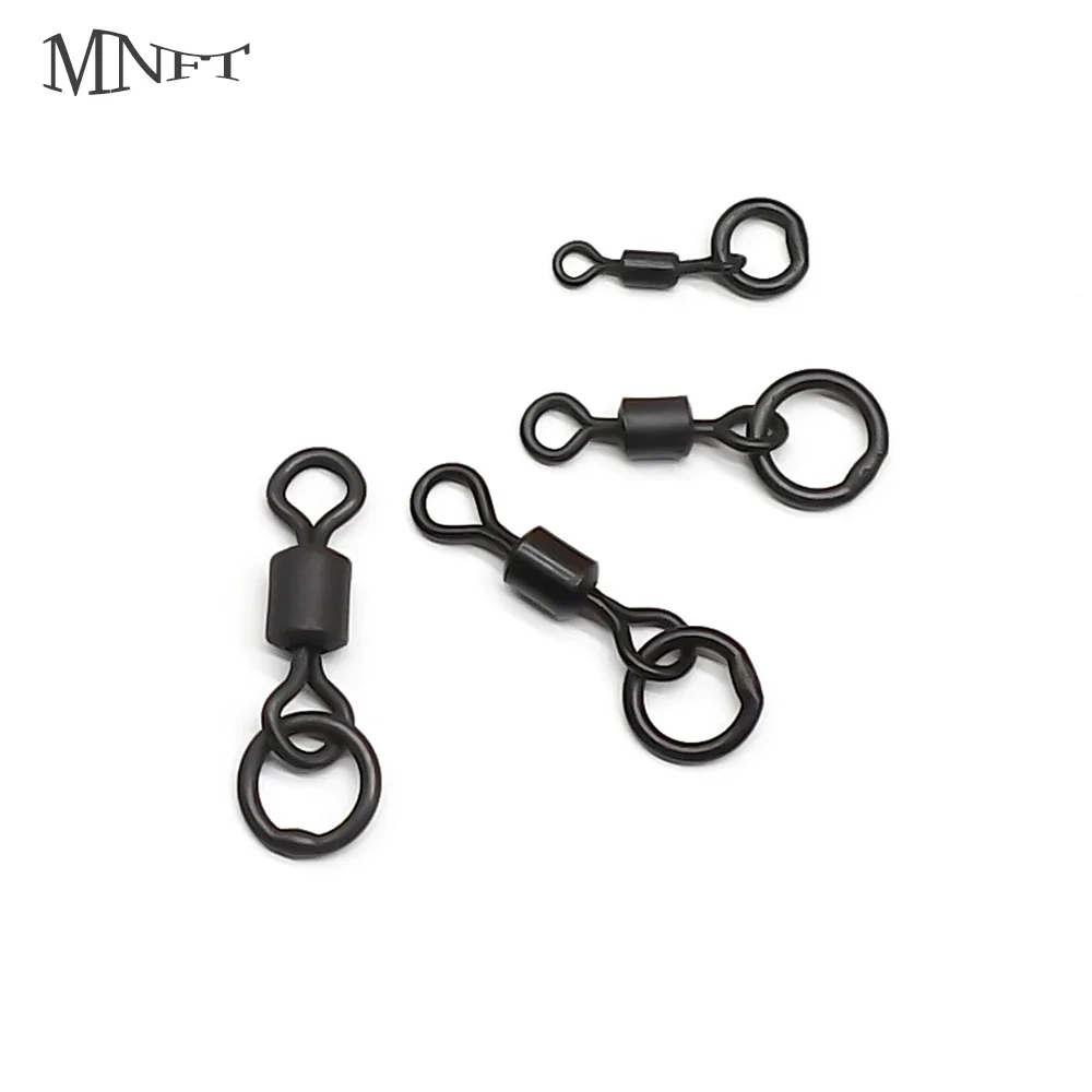 Fishing Hook Size - MNFT 50 個マイクロフレキシフックスイベル 4 サイズ、鯉釣りミニリングフックスイベル、ターミナル釣具アクセサリー