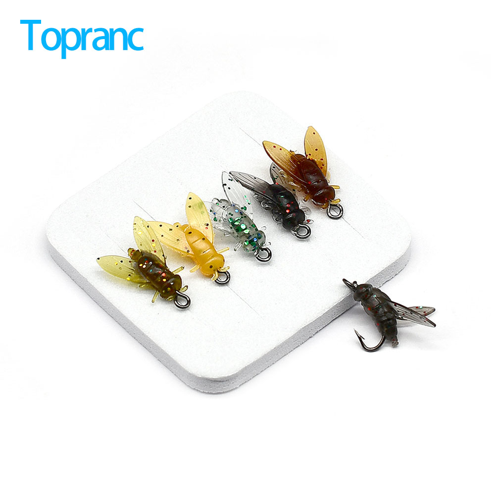 Fishing Hook Assortment - 10個入り人工バイオニックフライ昆虫釣り用ルアー、バーブフック付き、ミックスカラーグリッターウィング、ビーフライ、トップウォーター、トラウト、バス、パンフィッシュ用