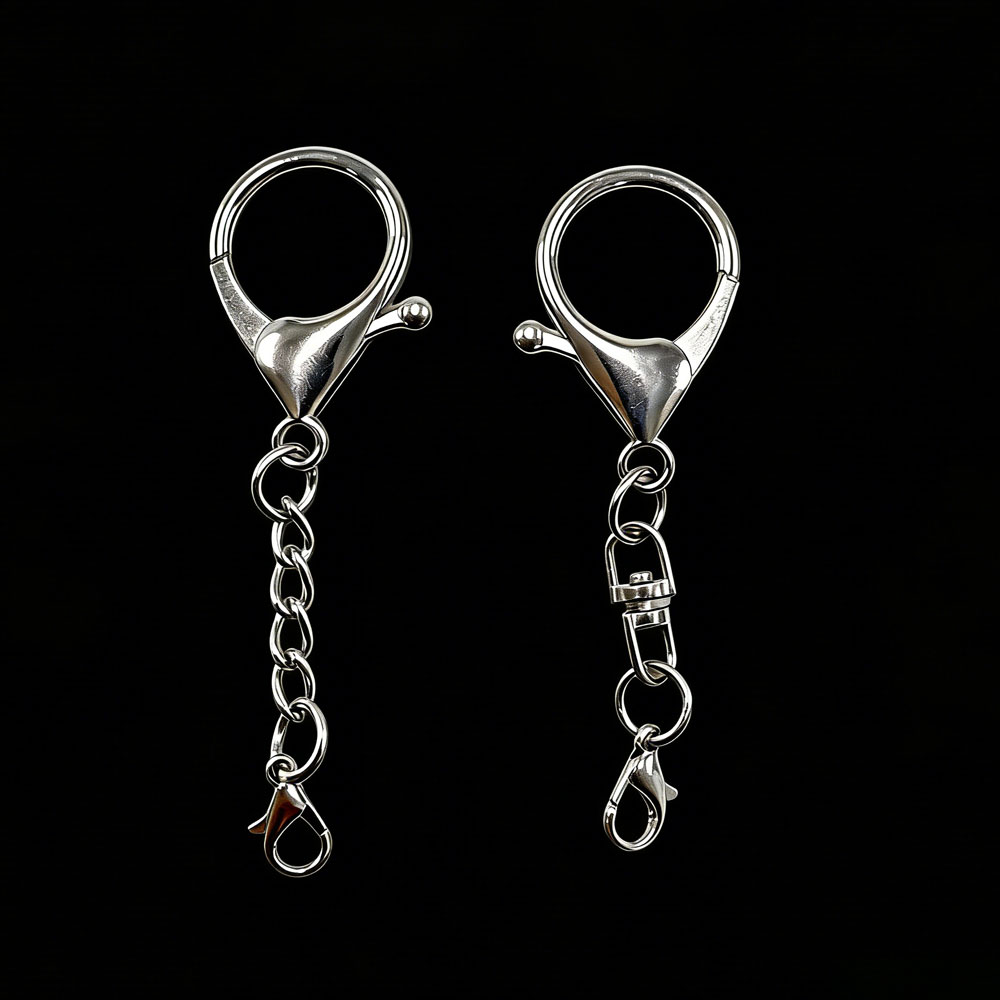 Fishing Hook Size - 10 個シルバーカラー大型ロブスタークラスプ合金キーホルダー小さなロブスタークラスプキーリングペンダントクラスプ付き DIY ジュエリーアクセサリー用