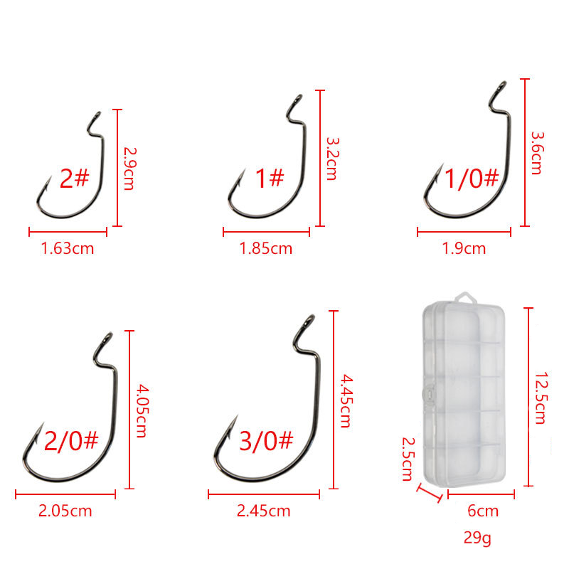 50 個ワイドワームフック炭素鋼オフセット釣り針低音有刺鉄線 - Fishing Hook Barbless のレビューと価格