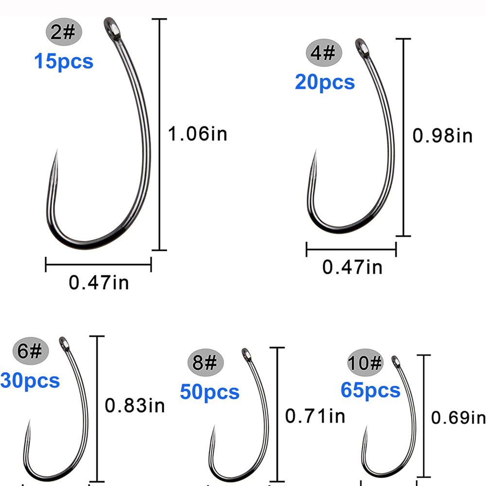 バーブレスフィッシングフックキット、湾曲したシャンク、フライ - Fishing Hook Circle のレビューと価格