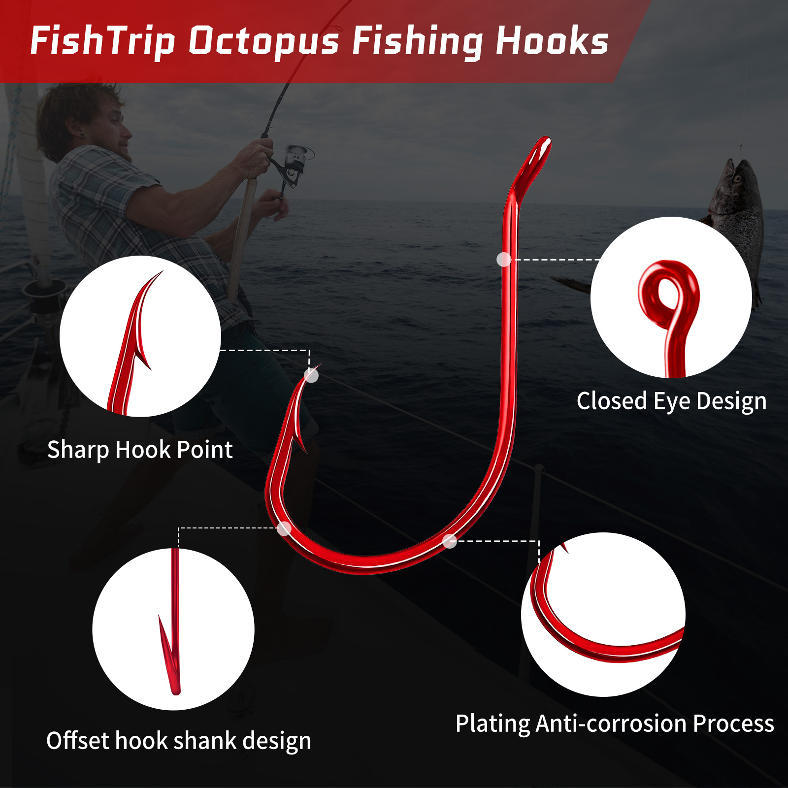 9KM 100 個タコフックレッド超強力多用途釣り生き餌フッ - Fishing Hook Circle のレビューと価格