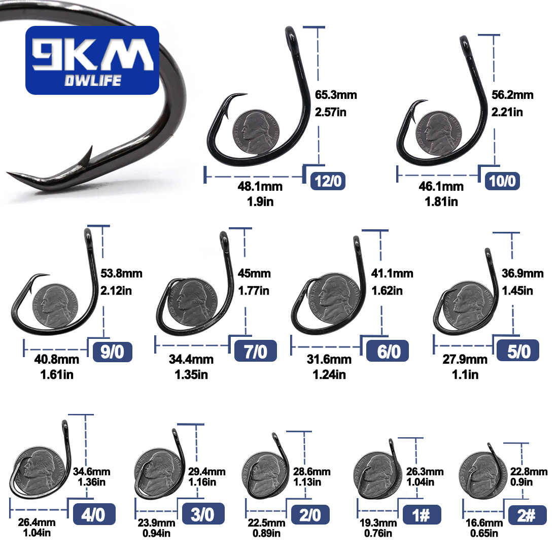 9 キロサークルフック 25 〜 50 個海水釣りフックオフ - Fishing Hook Circle のレビューと価格