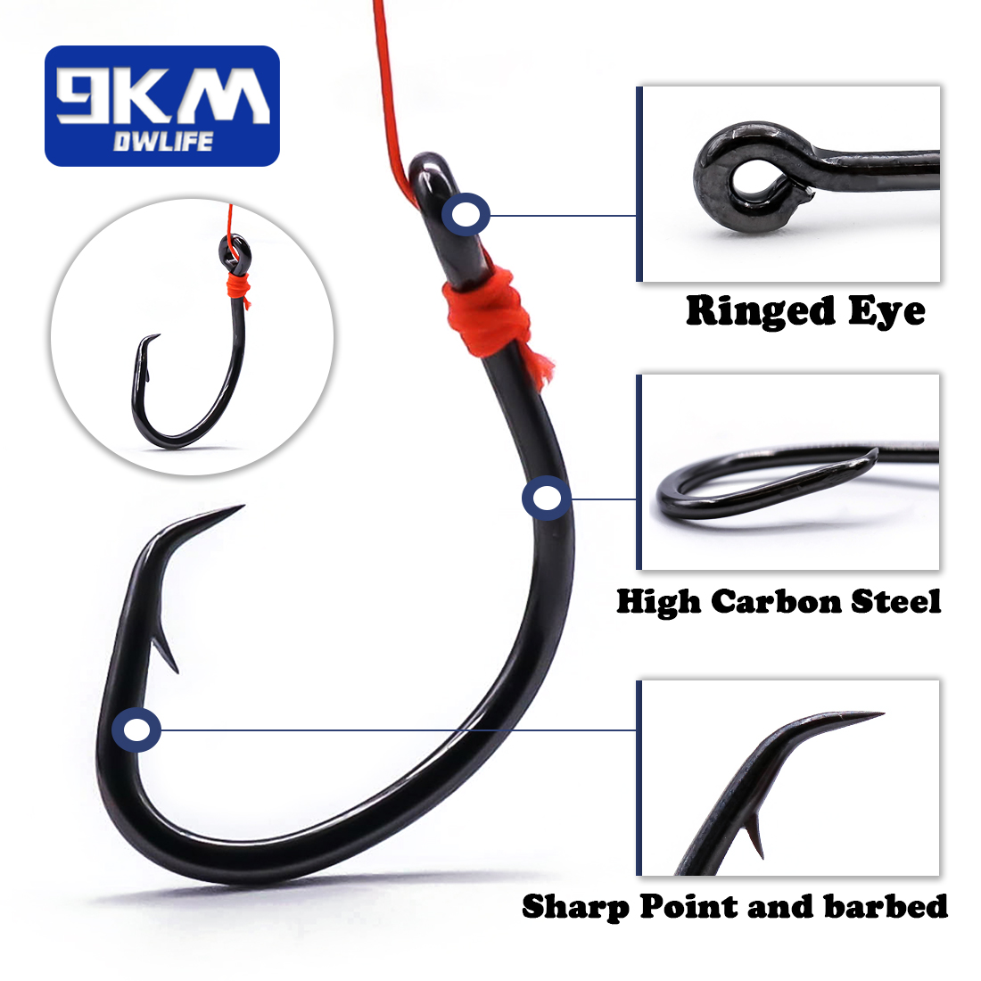 9 キロサークルフック 25 〜 50 個海水釣りフックオフ - Fishing Hook Circle のレビューと価格