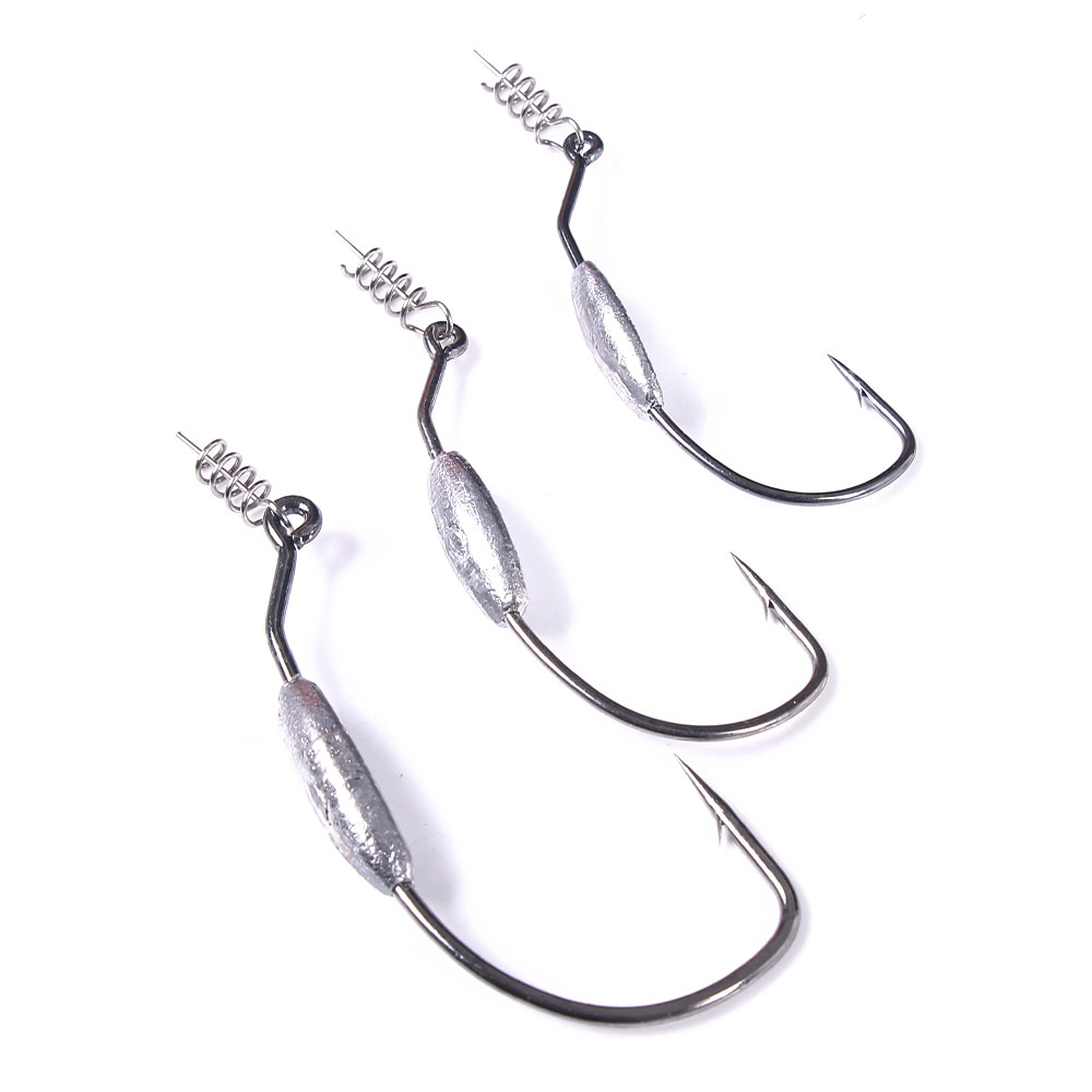 スナッグ防止ウェイト付きオフセットフック、スプリングロックピ - Fishing Hook Offset のレビューと価格