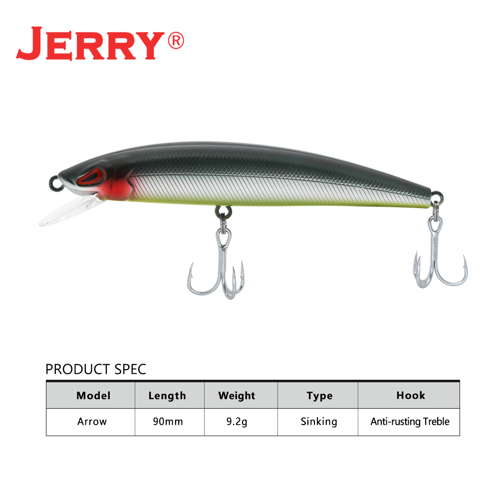 Jerry 矢印シンク鋳造ロットトローリングミノー餌90ミリ - Fishing Hook Treble のレビューと価格