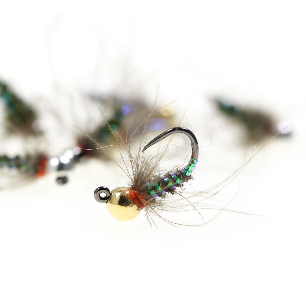 4個 # 16個のタングステンビーズヘッドCDCジグニンフフ - Fishing Hook Barbless のレビューと価格