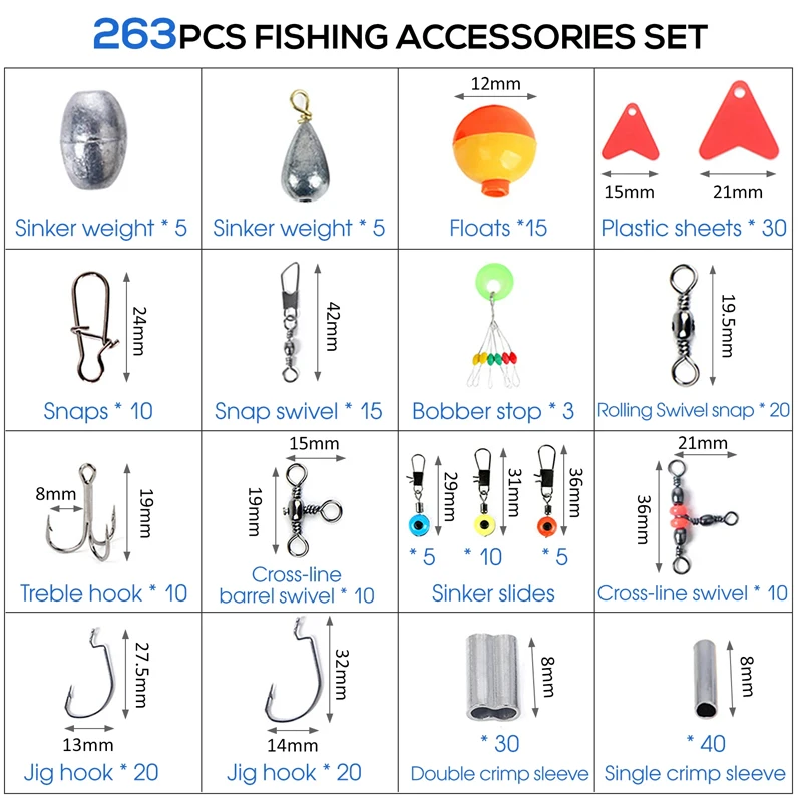 263 個の屋外釣りアクセサリーセット、プライヤージグフック - Fishing Hook Jig のレビューと価格