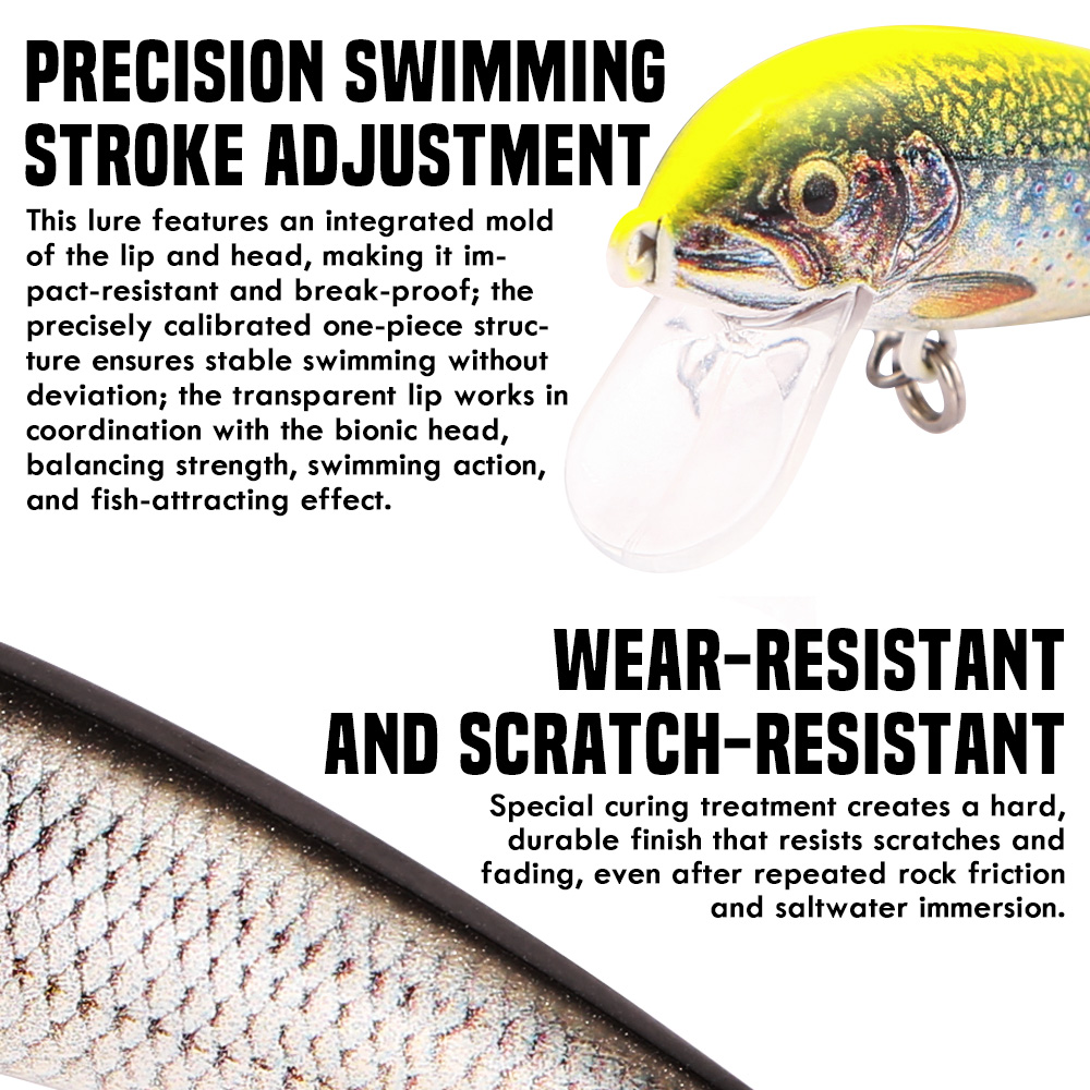 B&U シンキングミノー釣り用ルアー、3D リアルな遠投ハー - Fishing Hook Treble のレビューと価格