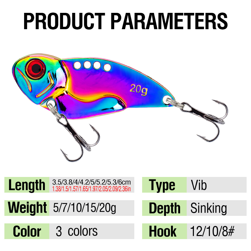 3個入り メタル カラフル VIB ルアー 5g 7g 10 - Fishing Hook Treble のレビューと価格