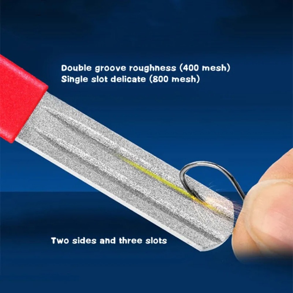 1Pc 両面釣り針研ぎ器ダイヤモンドストーン滑り止め釣り針グ - Fishing Hook Sharpener のレビューと価格