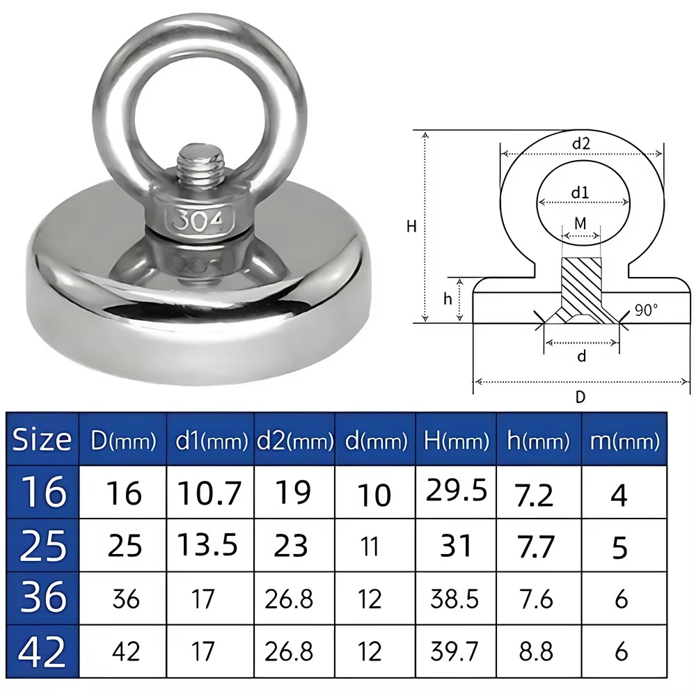 釣りサルベージネオジムマグネットホルダー超強力な穴円形リング - Fishing Hook Stainless Steel のレビューと価格