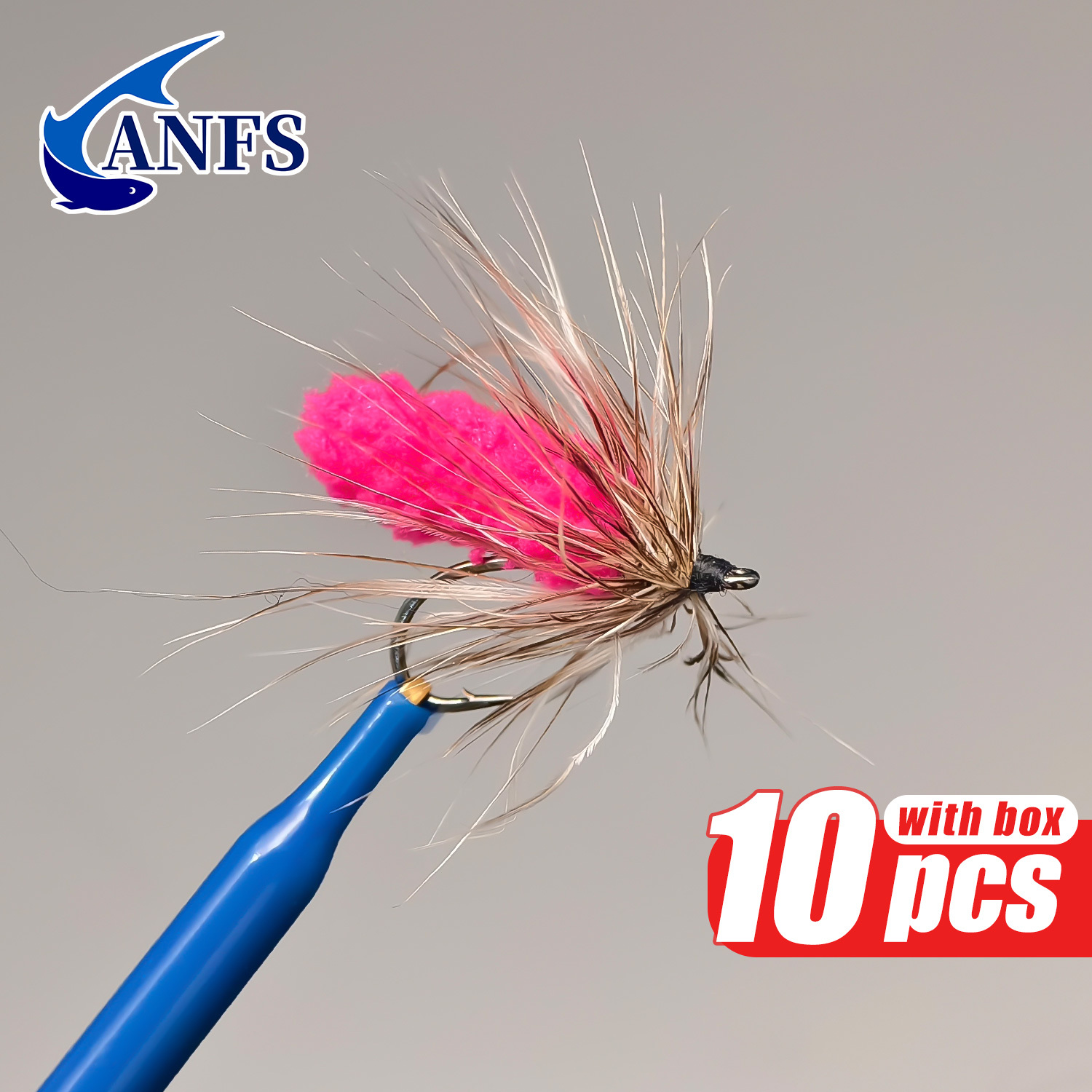 ANFS 10個入りモップフライアソートカラー（箱入り）、手 - Fishing Hook Assortment のレビューと価格