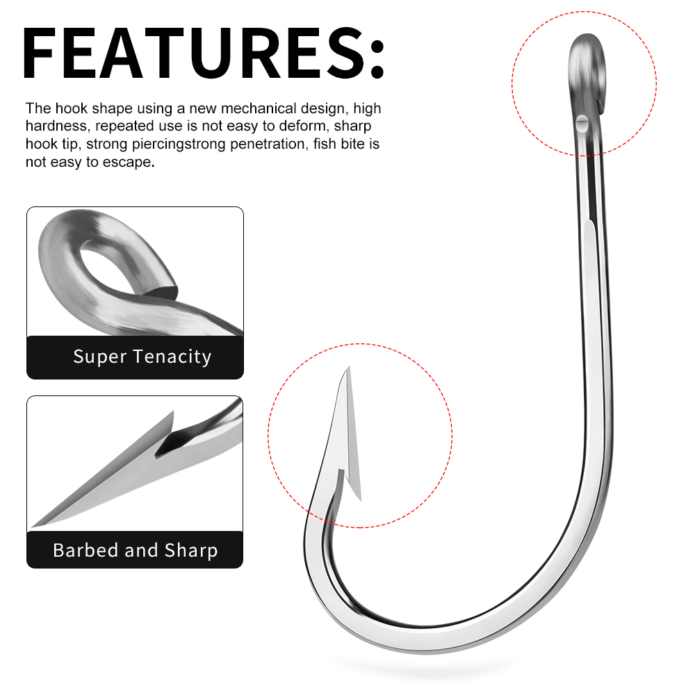 PROBEROS 5 個ステンレス鋼フック海水マグロフック、 - Fishing Hook Circle のレビューと価格