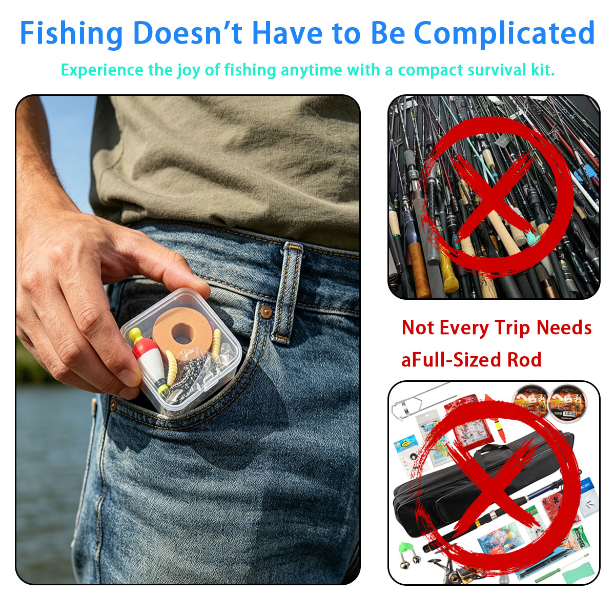 ポータブル緊急釣り具セット、ポータブル屋外緊急釣りキット（浮 - Fishing Hook Box のレビューと価格
