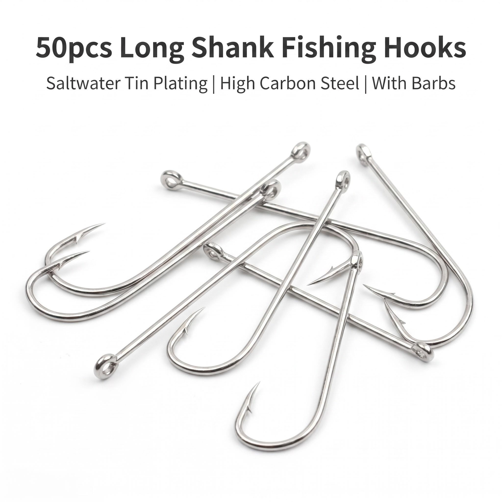 50個入りロングシャンク海水用サークルフック – 錫メッキ高 - Fishing Hook Circle のレビューと価格