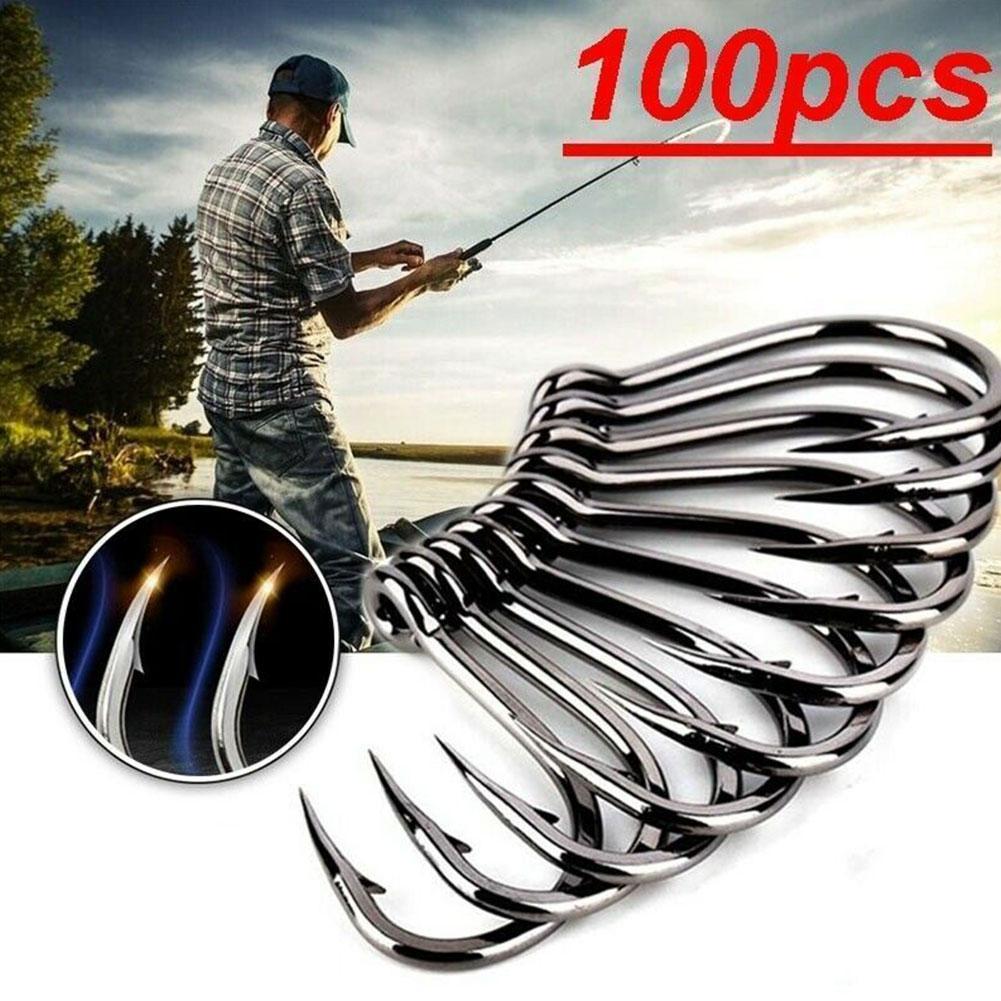 100個入り箱入り釣り針 高炭素鋼製バーブ付きサークルフック - Fishing Hook Circle のレビューと価格